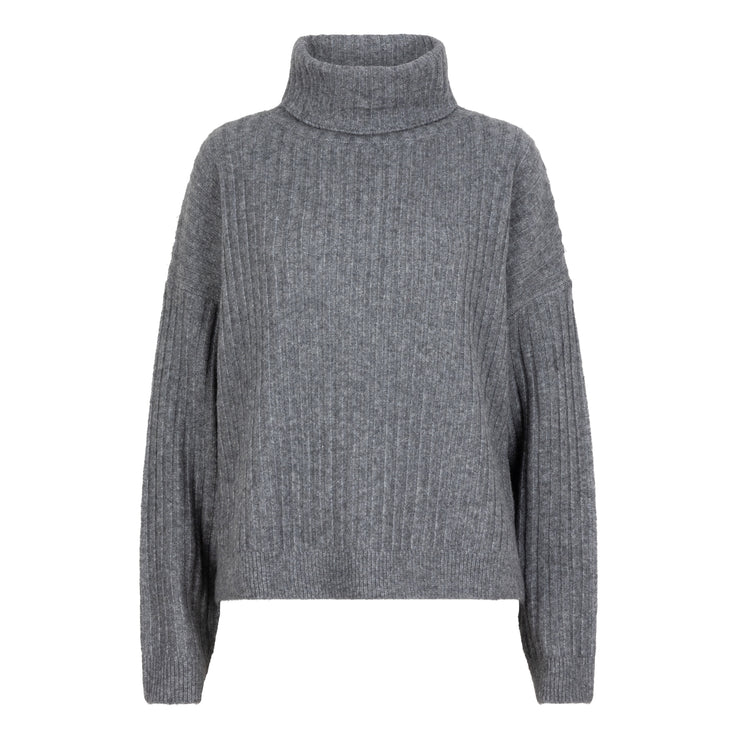 Ribbed Cowl Neck Sweater
