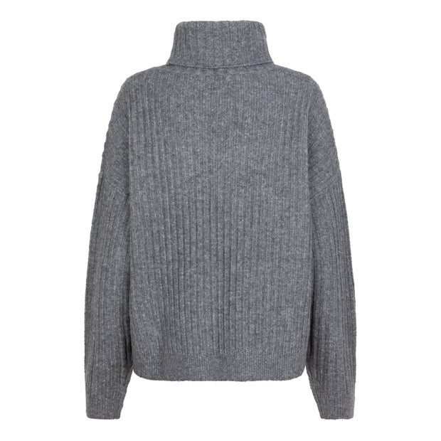 Ribbed Cowl Neck Sweater