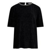 Velour Top with Beaded Collar