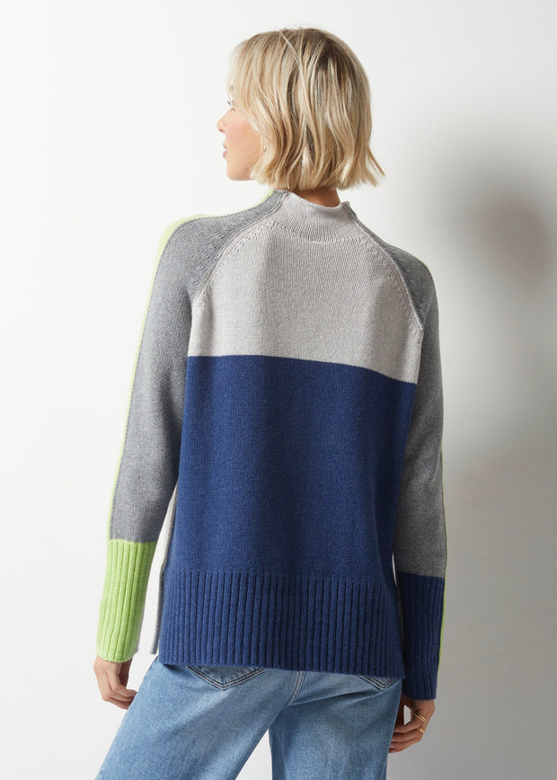 Intarsia Funnel Neck Sweater