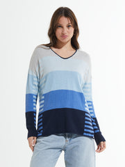 Varied Stripe V-Neck Sweater