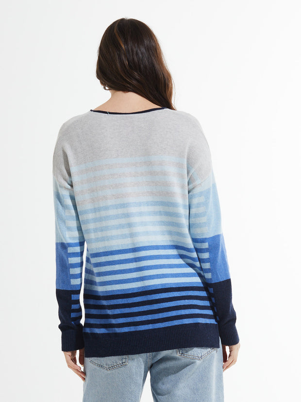 Varied Stripe V-Neck Sweater