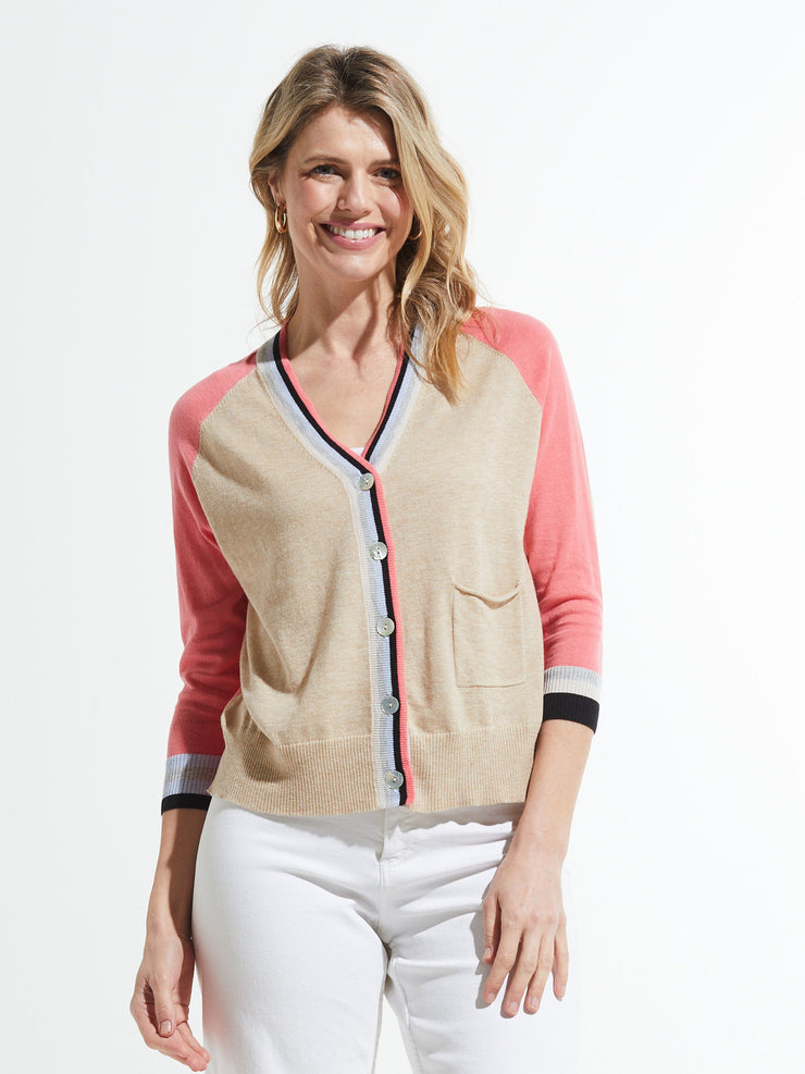 Stripe Trim Cardigan