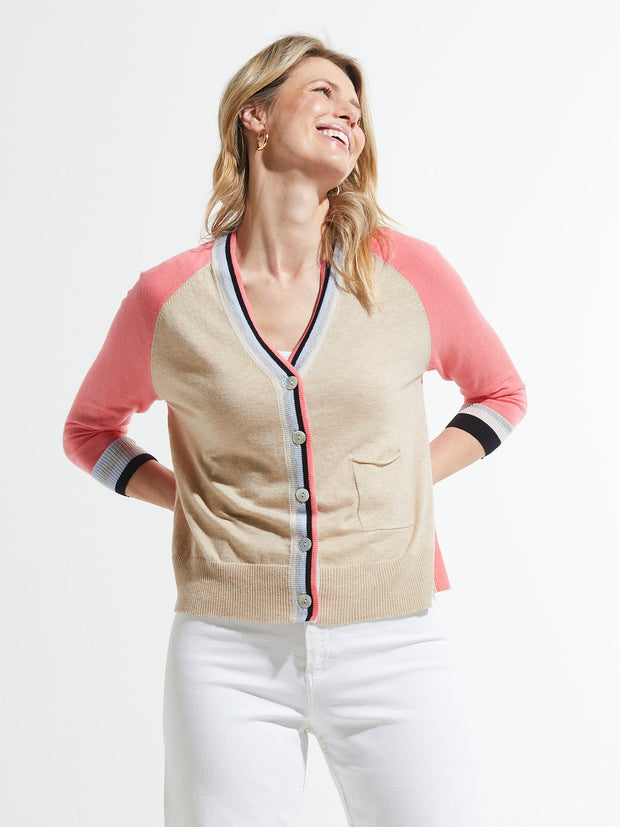 Stripe Trim Cardigan