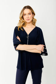 Dolman Sleeve Zip Neck Top
