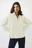Sweater Knit Boxy Pullover With Zipped Collar