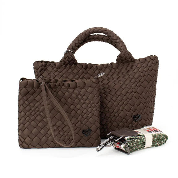 Brandon Small Woven Tote - Espresso