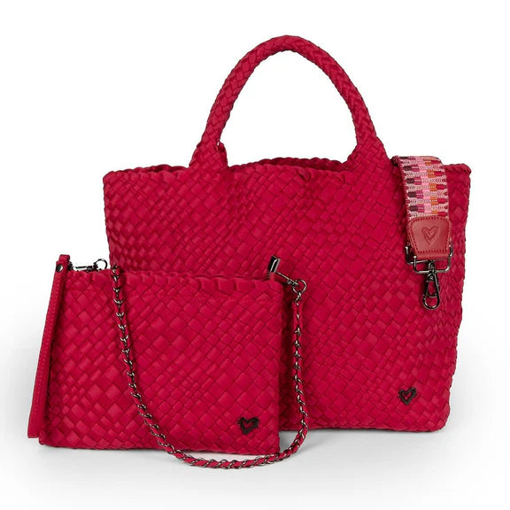 London Large Woven Tote - Cranberry Red