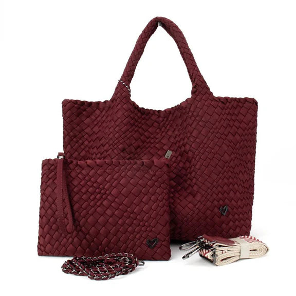 London Large Woven Tote - Wine