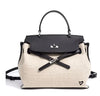 Rosseau Genuine Leather & Linen Convertible Handbag/Backpack