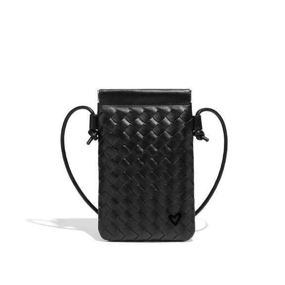 Sherwood Woven Vegan Leather Phone crossbody - Black