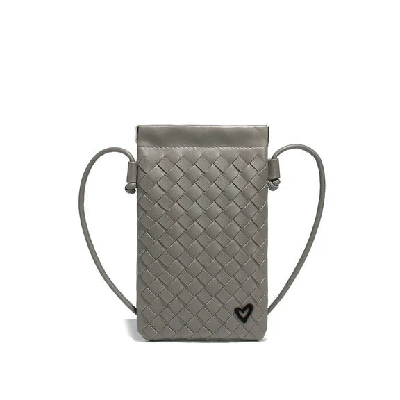 Sherwood Woven Vegan Leather Phone crossbody - Dark Grey