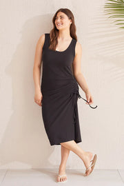 Ribbed Tank Dress with Side Rouching