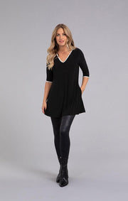 Tipped Reversible 3/4 Sleeve Trapeze Tunic