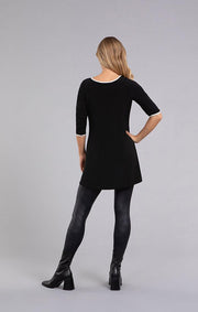 Tipped Reversible 3/4 Sleeve Trapeze Tunic