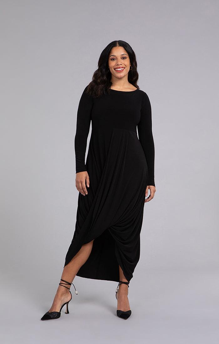 Long Sleeve Swag Dress-Watch Us Women Oakville