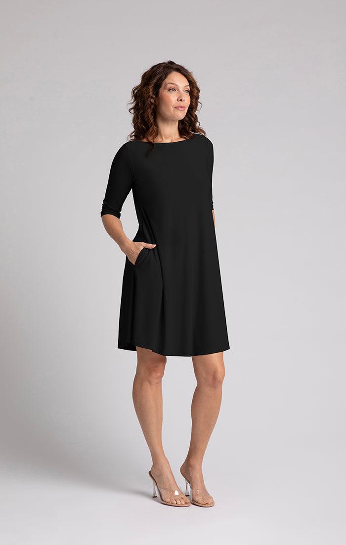 Nu Trapeze Dress Elbow Sleeve-Watch Us Women Oakville