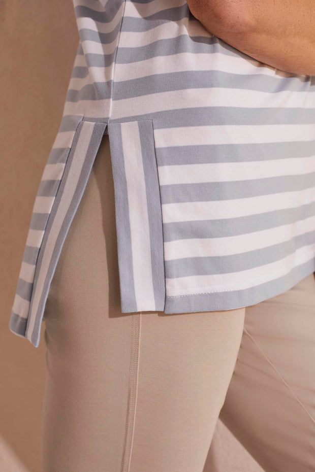 Striped Elbow Sleeve Top