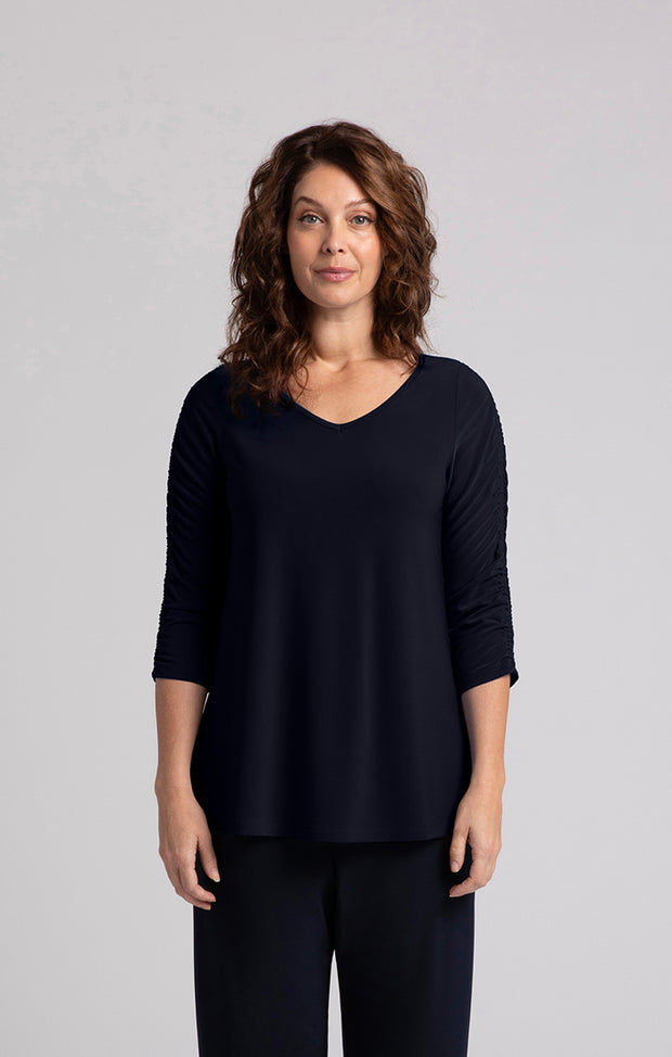 Revelry Top with Rusched Sleeve