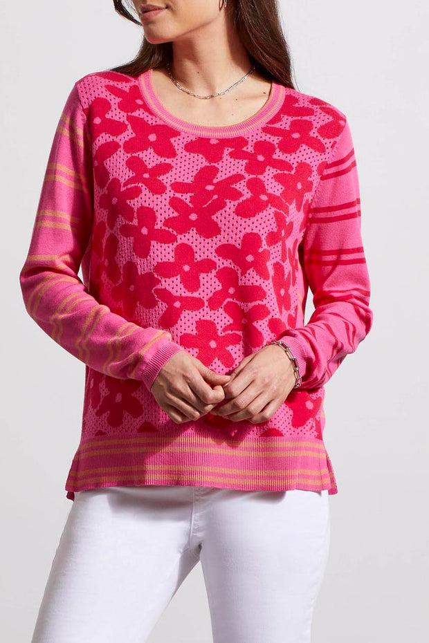 Pointelle Floral Sweater