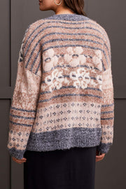 Jacquard Open Front Cardigan