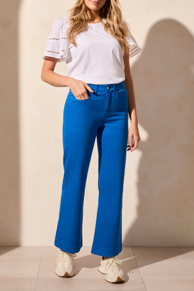 Comfort Stretch Fly Front Wide Leg Pant