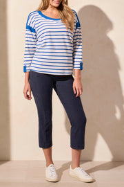 3/4 Sleeve Boat Neck Top