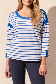 3/4 Sleeve Boat Neck Top