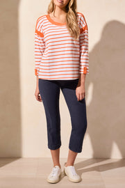 3/4 Sleeve Boat Neck Top