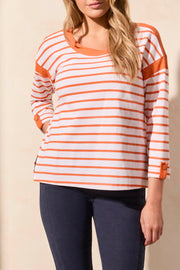 3/4 Sleeve Boat Neck Top