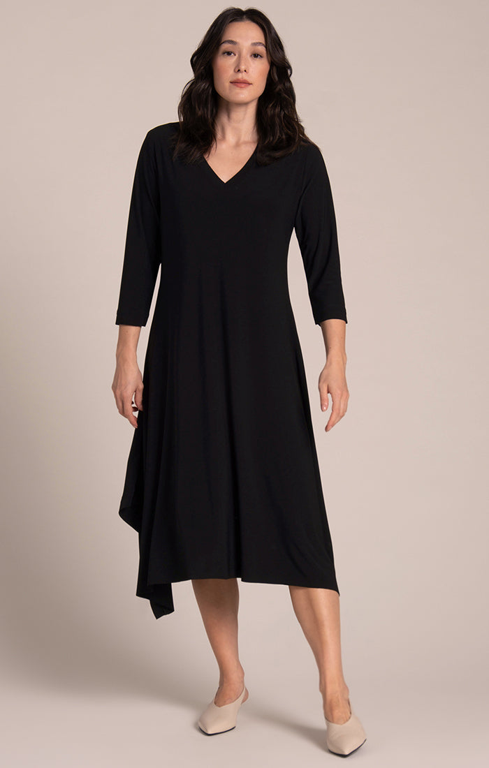 Splice V-Neck Dress 3/4 Sleeve