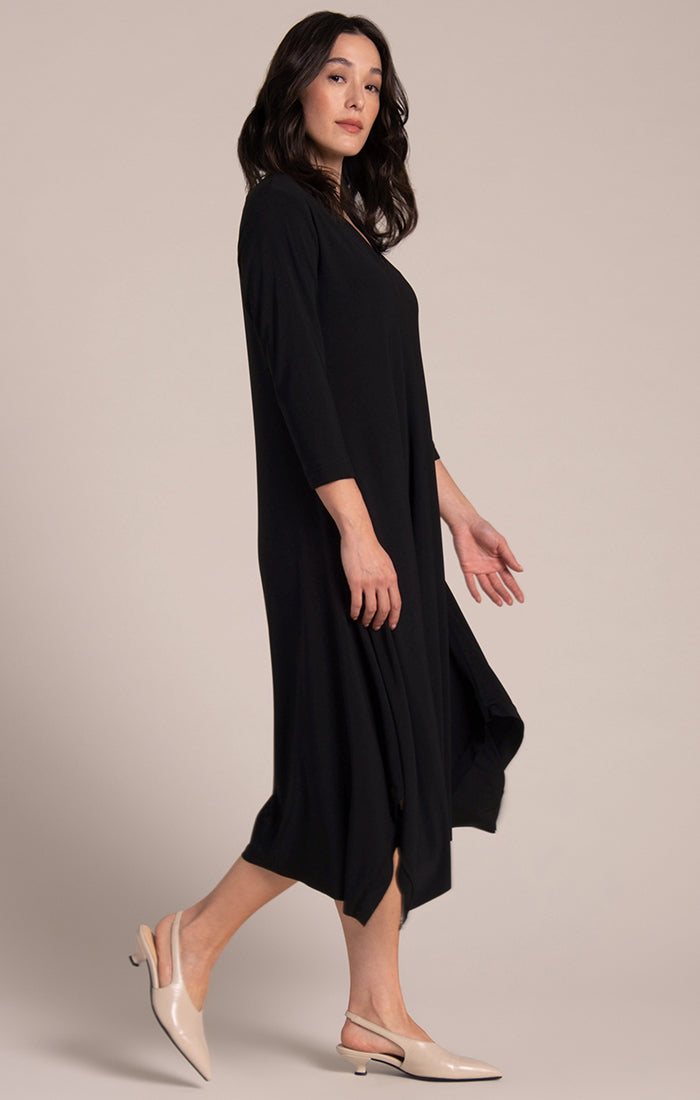 Splice V-Neck Dress 3/4 Sleeve