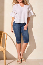 V-Neck Eyelet Top