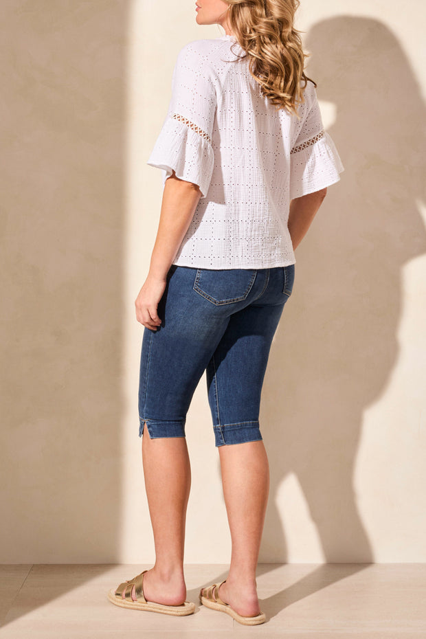 V-Neck Eyelet Top