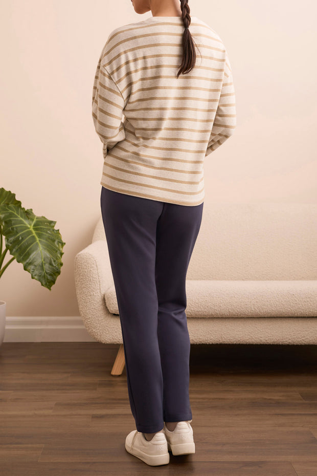 Long Sleeve Striped Crew Neck Top