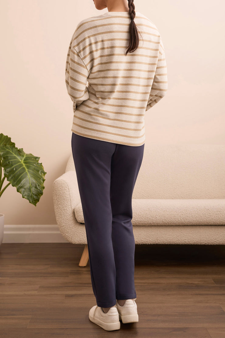 Long Sleeve Striped Crew Neck Top