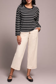 Long Sleeve Striped Crew Neck Top