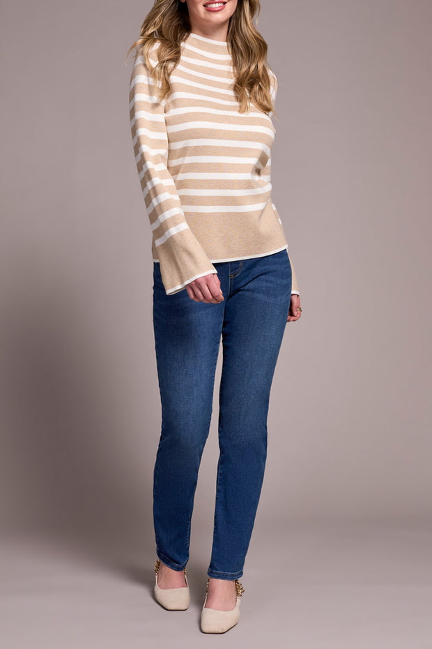 Flared Sleeve Funnel Neck Sweater