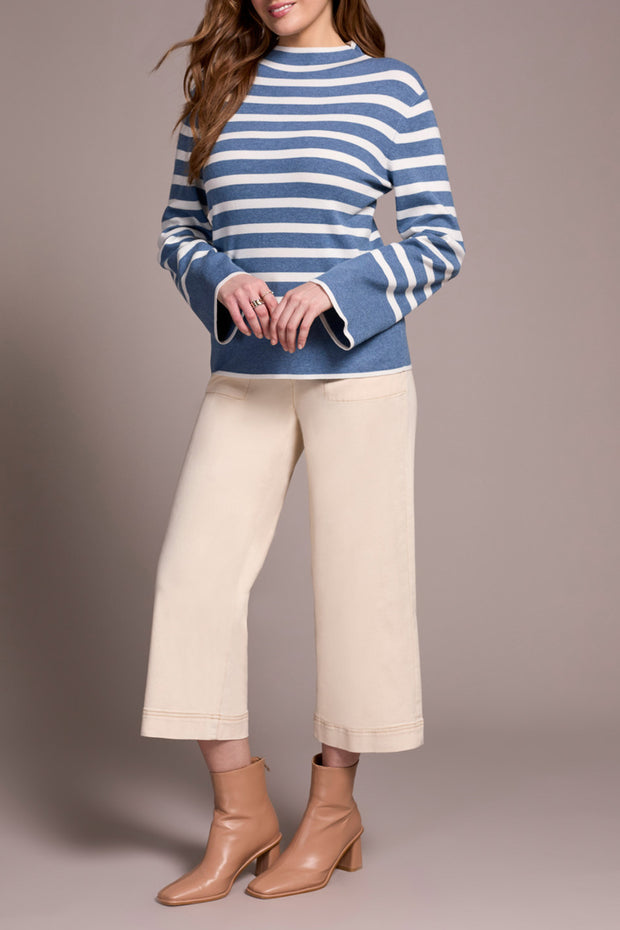 Flared Sleeve Funnel Neck Sweater