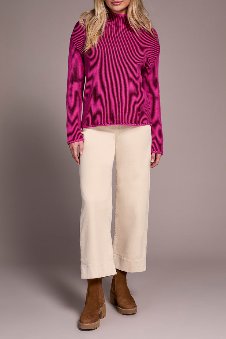 Funnel Neck Ribbed Sweater