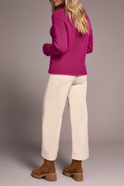 Funnel Neck Ribbed Sweater