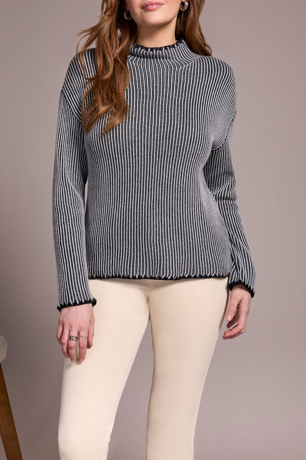 Ribbed Funnel Neck Sweater