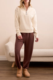 Long Sleeve Zip Funnel Neck Top