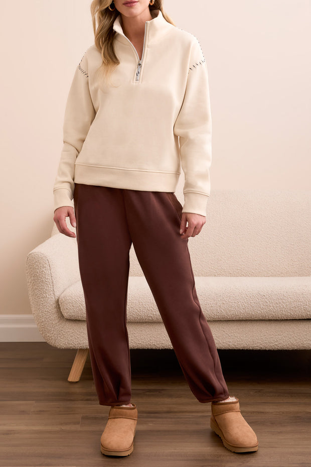 Long Sleeve Zip Funnel Neck Top