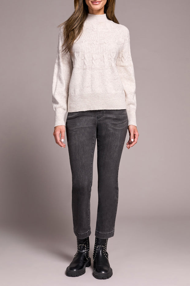 Mock Neck Cable Knit Sweater