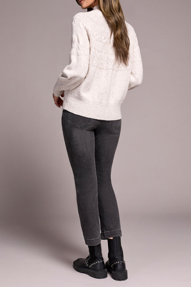 Mock Neck Cable Knit Sweater