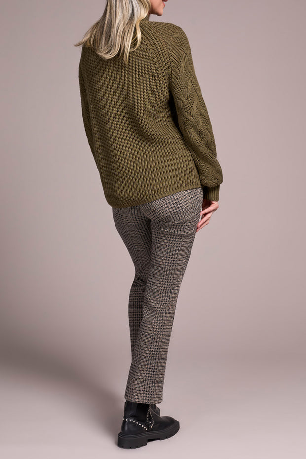 Mock Neck Cable Knit Sweater