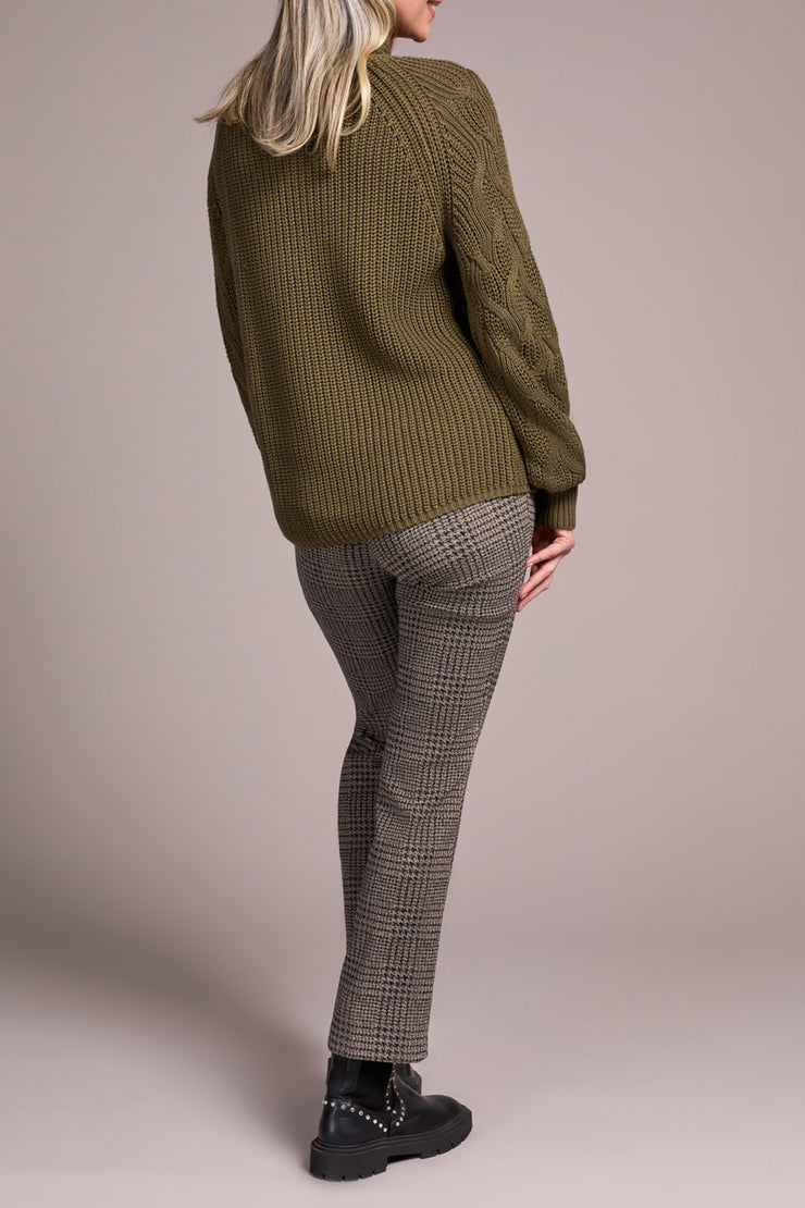 Mock Neck Cable Knit Sweater