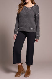 Crew Neck Stitch Detail Sweater