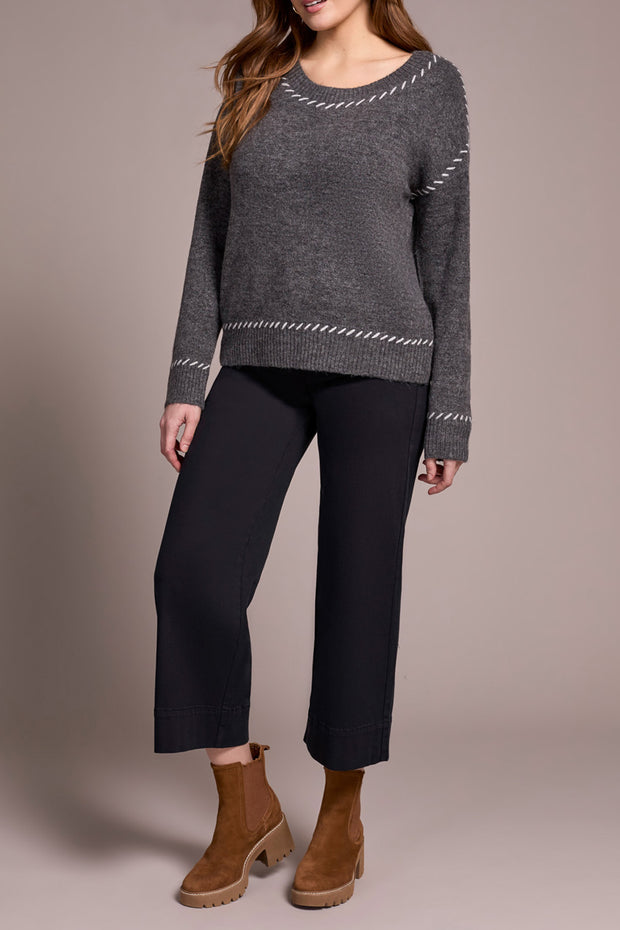 Crew Neck Stitch Detail Sweater